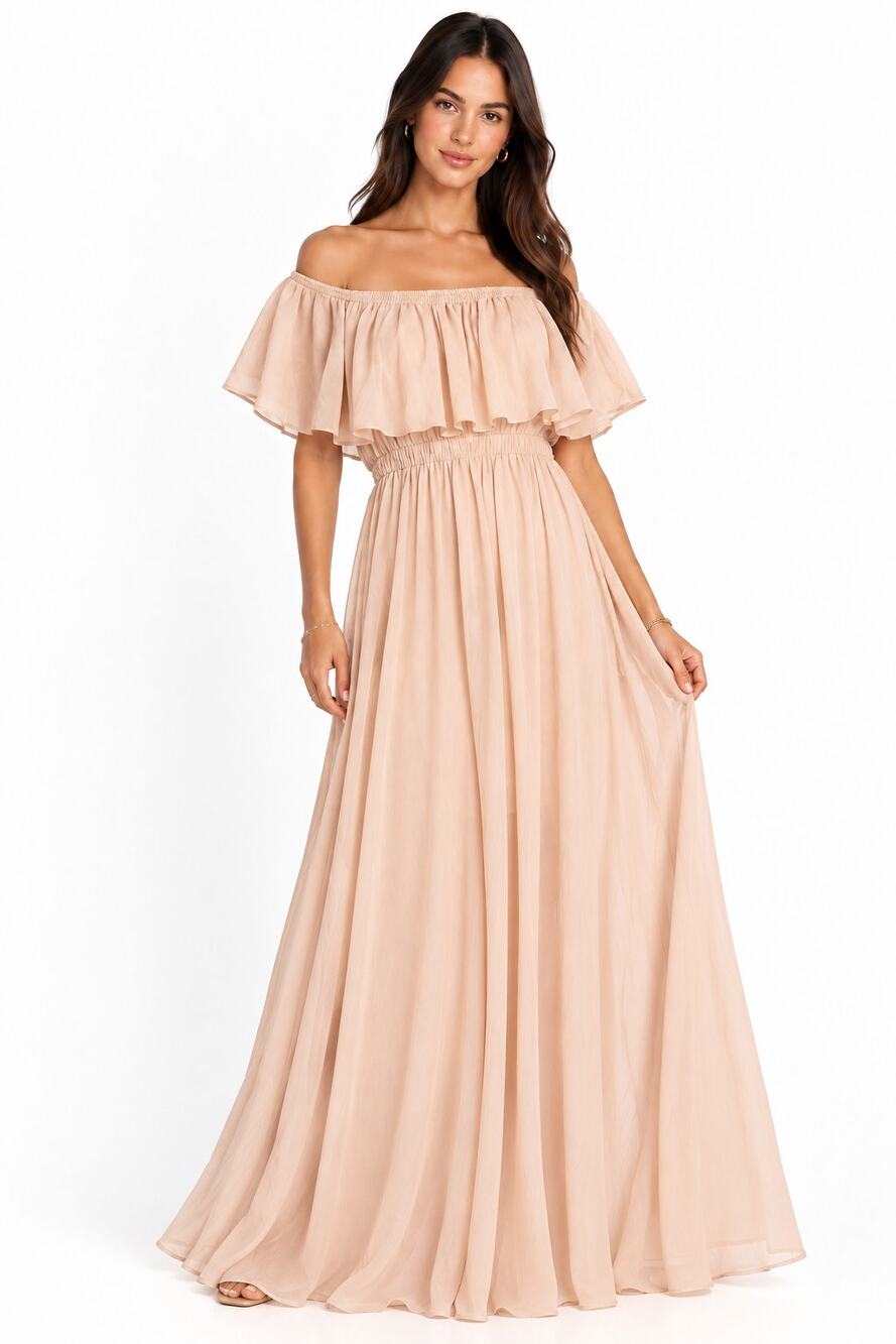 Show Me Your Mumu Hacienda 1/2 Full Blush Ruffle Maxi Dress NWT Size XS